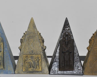 Osiris Statue on Pyramid and God Horus on Other Side Handmade in