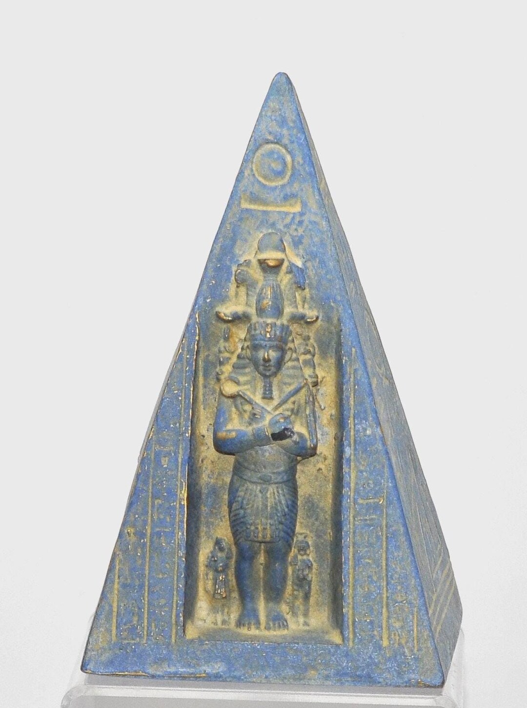 Osiris Statue on Pyramid and God Horus on Other Side Handmade