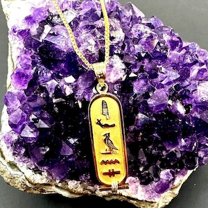 14K solid Gold Personalisierte handgemachte berühmte pharaonische Kartusche (erhältlich eine Seite oder 2 Seiten) Hieroglyphen - Englisch oder Arabisch