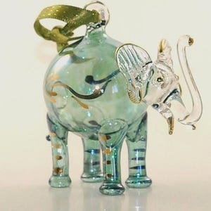 Magnificent Egyptian Blown Glass Ornament Elephant . Handmade piece to decorate your area by it.