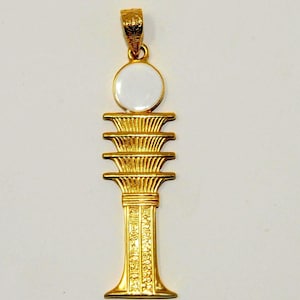 14K gold pendant. Djed pillar-the backbone of Osiris - Egyptian handmade in our old workshop in Khan El Khalili Cairo. Great piece for you