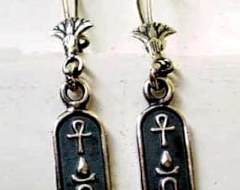 Cartouche earring with Lotus flower 925 sterling silver coming to you from our old workshop At old Cairo. Decorate your ear by lotus.