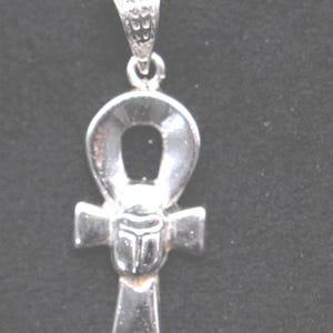 Akhenaten Ankh (Key of Life) pendant with Scarab 925 sterling silver- handmade from old workshop in Cairo. Iconic symbol for the unique.