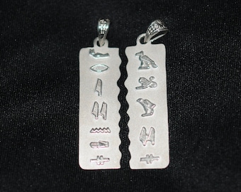 Two halves Chartouch " Friends Always" Available in Hieroglyphic, Arabic or English Letters , Egyptian handmade  925 Sterling Silver