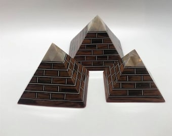 Beach Wood Pyramids of Giza , Amazing Egyptian Handmade  - Beech wood with inlaid Mother of Pearl