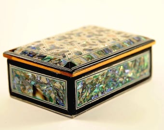 Egyptian Handmade Jewelry Box - Beech wood with inlaid Mother of Pearl. Made by skilled professional for you. A piece you deserve