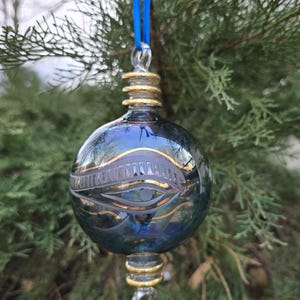 Wonderful handmade Egyptian Blown Glass Ornament – with gold accent and eye of horus Unique piece for all areas