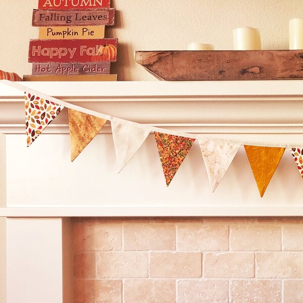 Autumntime / Medium Fabric Bunting Banner / Fall / Wall, Window, Fireplace, Fence, Balcony / Reusable / Made in USA! / Washable