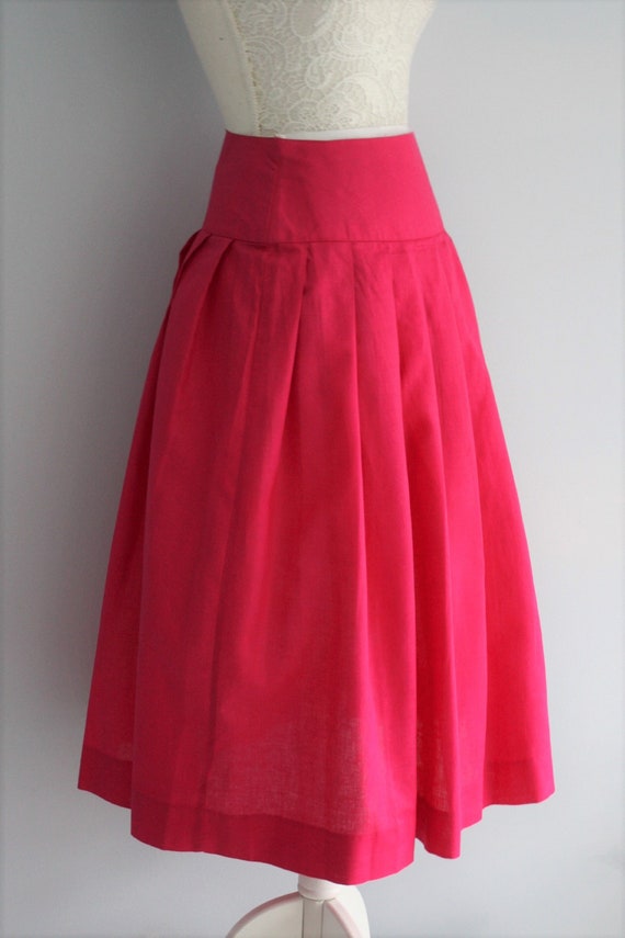 LAURA ASHLEY bright pink SKIRT,  high waisted lin… - image 4