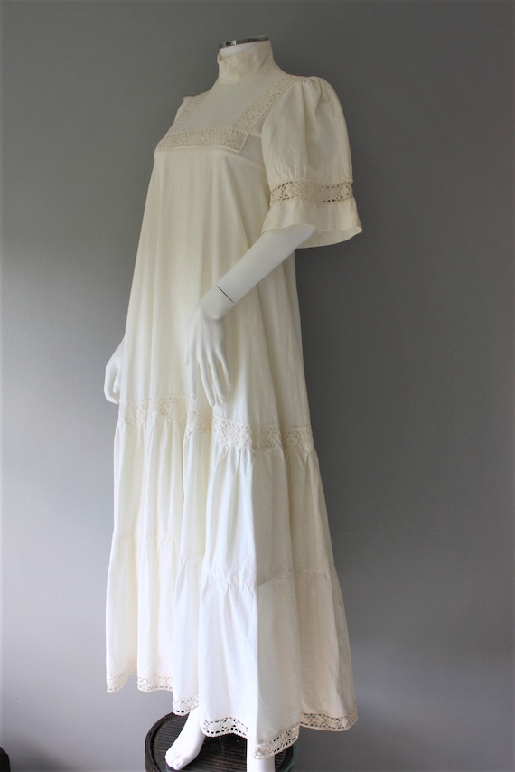 LAURA ASHLEY dress, 1960's cream cotton MAXI dres… - image 5