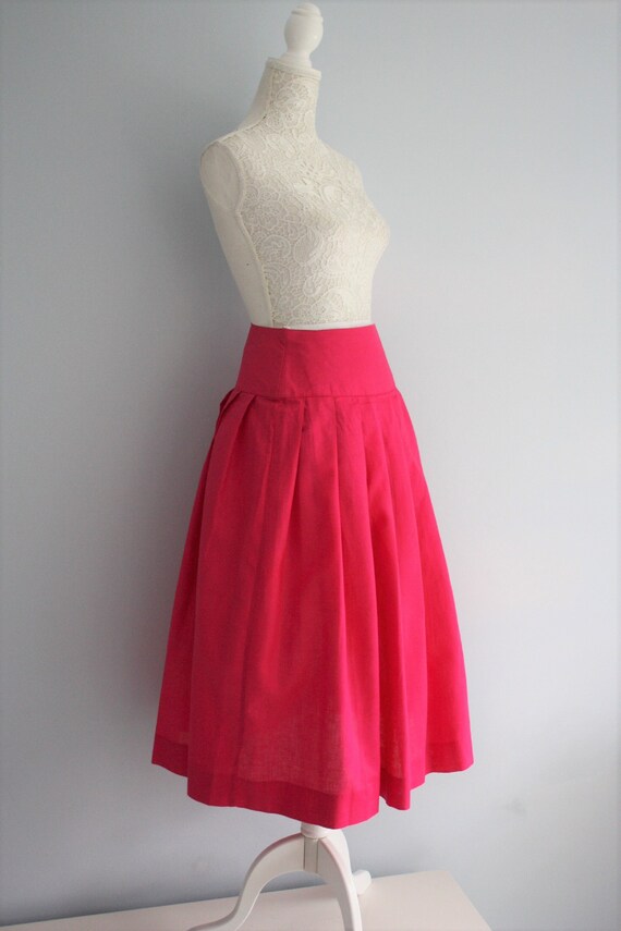 LAURA ASHLEY bright pink SKIRT,  high waisted lin… - image 3