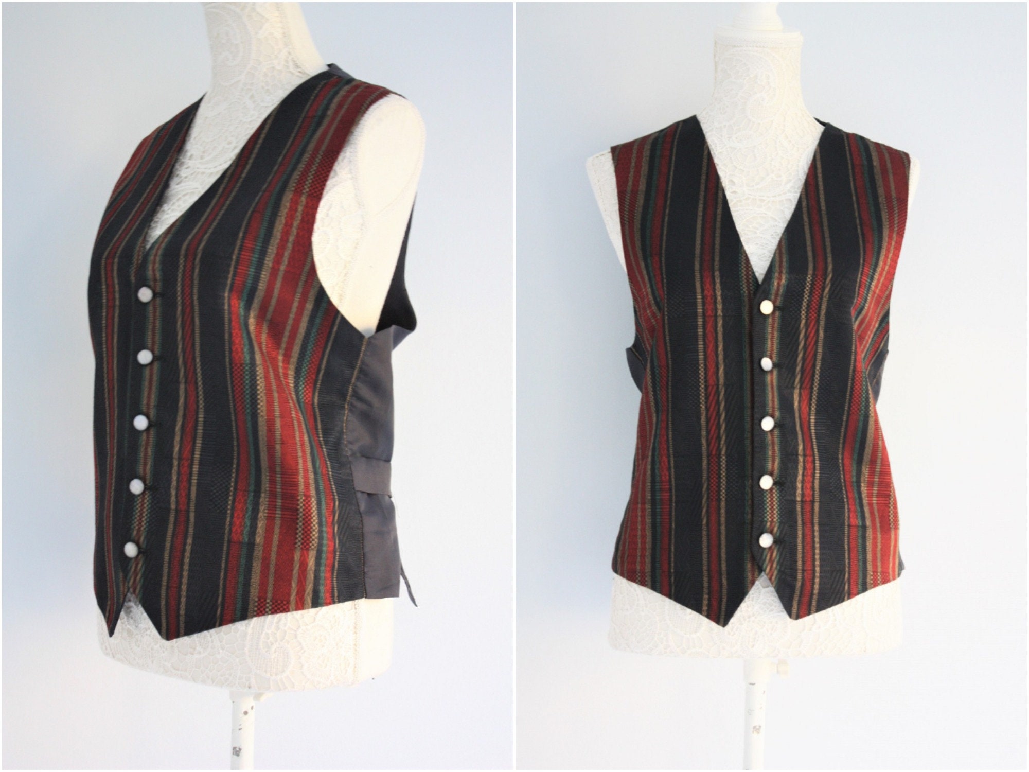 Image of Regency Striped Waistcoat , Silky Style Women's Vest
