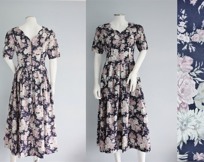 LAURA ASHLEY Dress Blue and Pink FLORAL Cotton Summer Dress Etsy UK