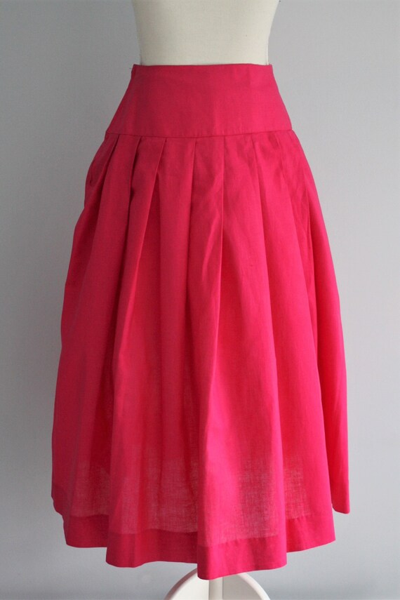 LAURA ASHLEY bright pink SKIRT,  high waisted lin… - image 9