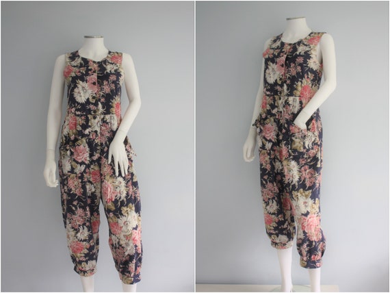 LAURA ASHLEY jumpsuit, floral PLAYSUIT, cotton rom