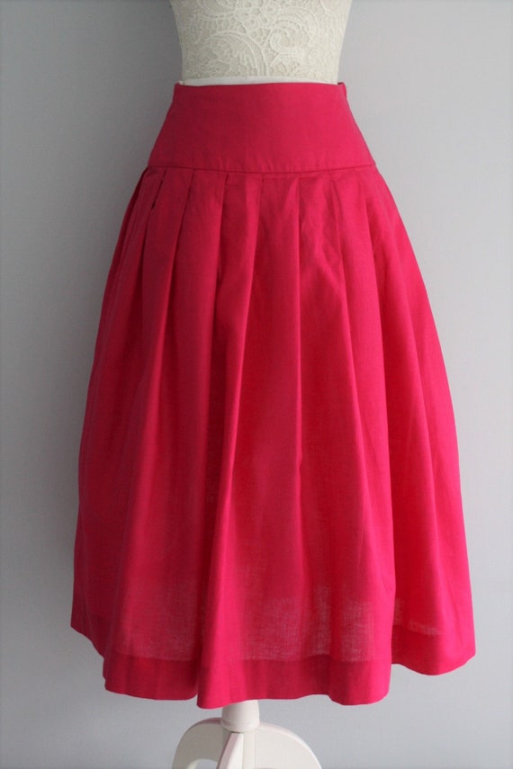 LAURA ASHLEY bright pink SKIRT,  high waisted lin… - image 6