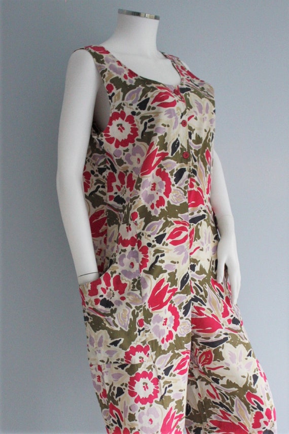 LAURA ASHLEY jumpsuit, floral DUNGAREES cotton pl… - image 4