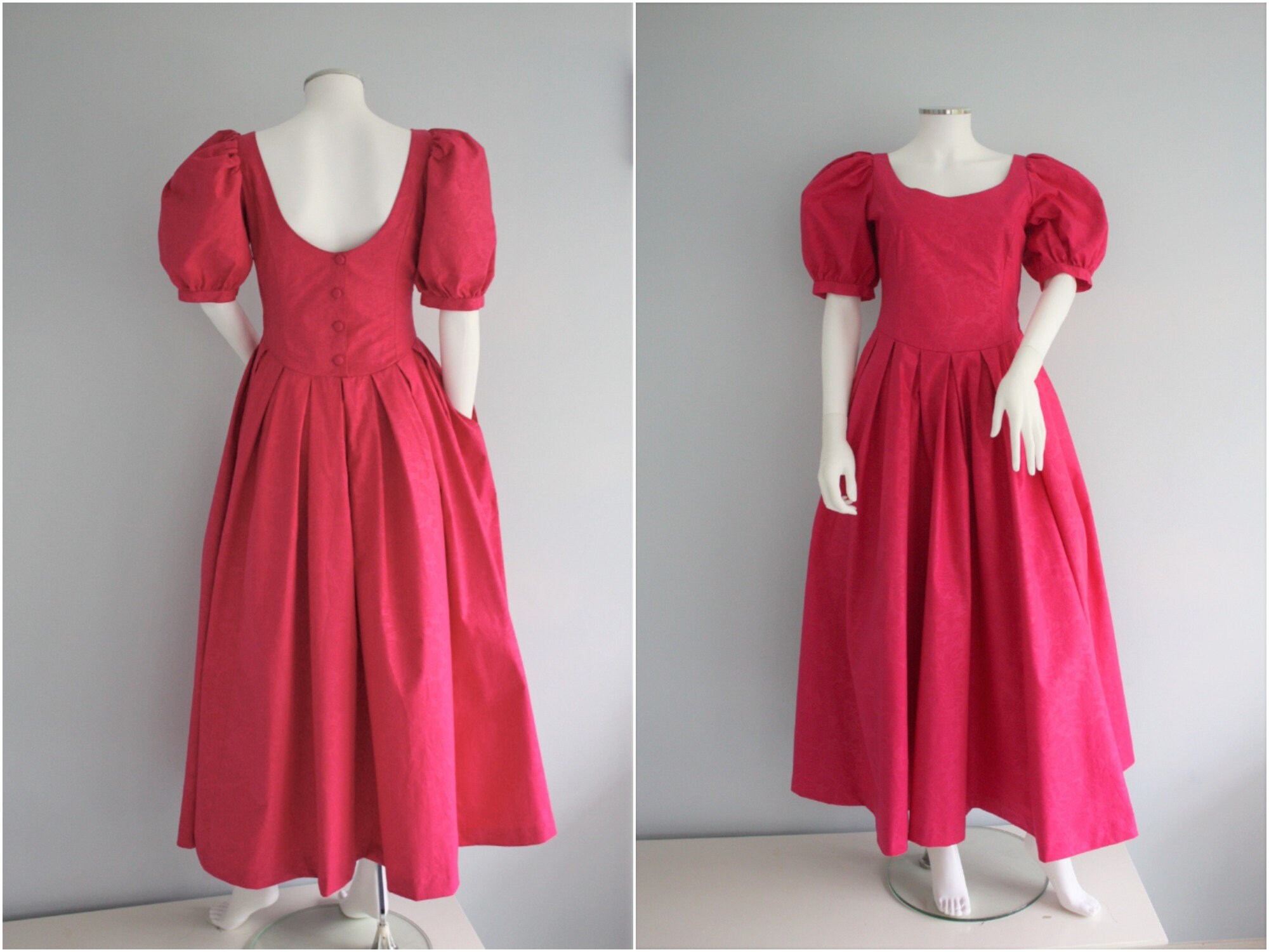 Image of Laura Ashley Bubblegum Pink Dress, Cotton Prom/Evening Dress