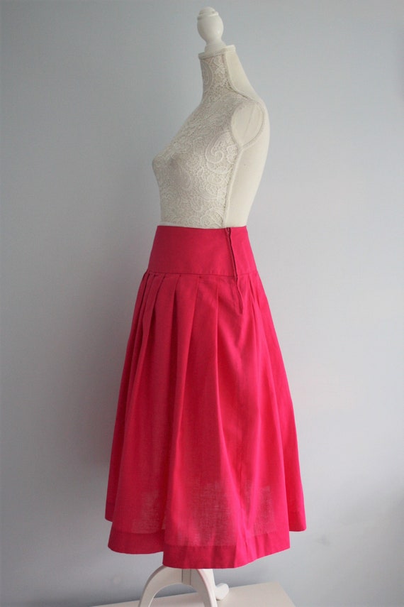 LAURA ASHLEY bright pink SKIRT,  high waisted lin… - image 5