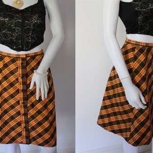 60s SIXTIES skirt , A - Line TARTAN PLAID short 1960&#39;s skirt