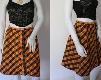 60s SIXTIES skirt , A - Line TARTAN PLAID short 1960's skirt
