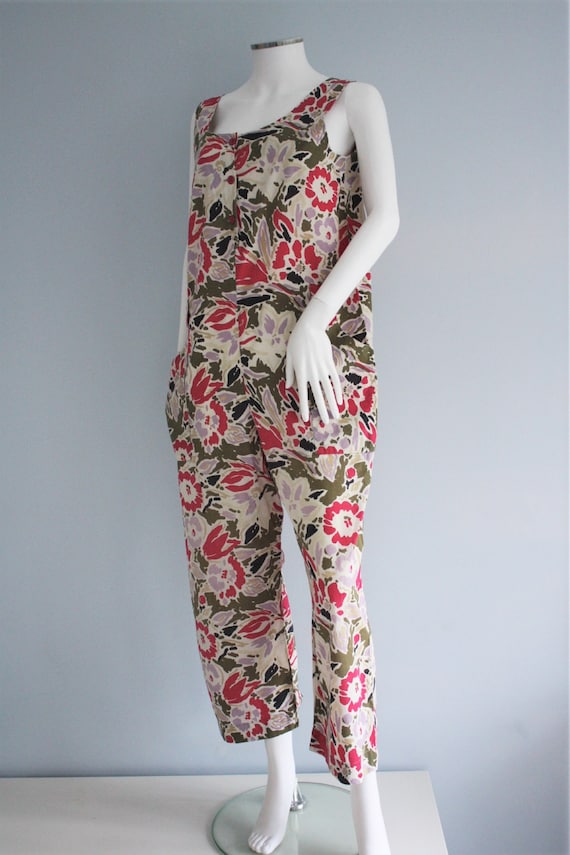 LAURA ASHLEY jumpsuit, floral DUNGAREES cotton pl… - image 3