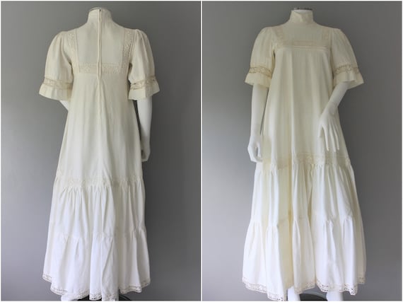 LAURA ASHLEY Dress, 1960's Cream Cotton MAXI Dress, Very Early Laura Ashley  Label, Made in Wales - Etsy