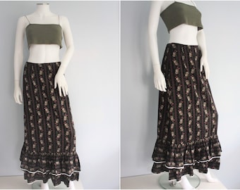HORROCKSES Victorian Edwardian style SKIRT, long FRILLY layered floral skirt