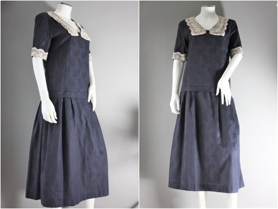 LAURA ASHLEY dark blue SAILOR style dress with a d