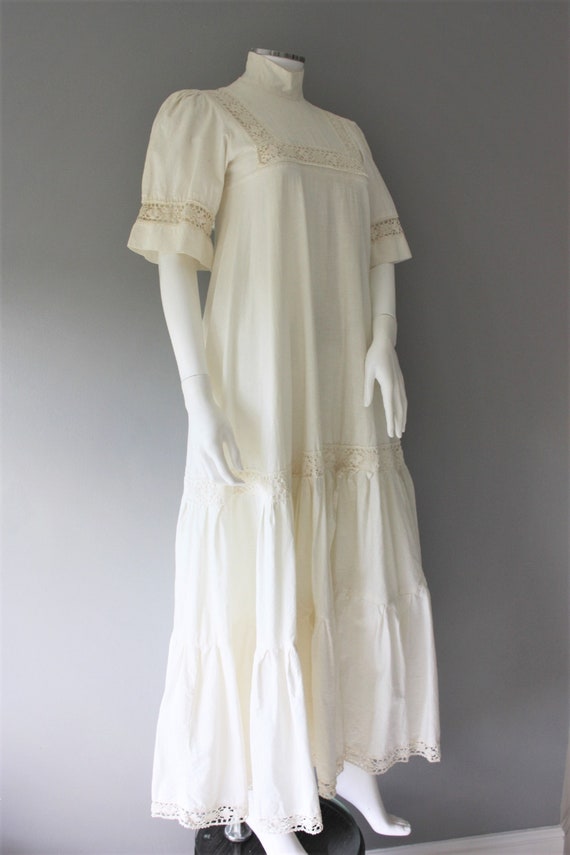 LAURA ASHLEY dress, 1960's cream cotton MAXI dres… - image 3