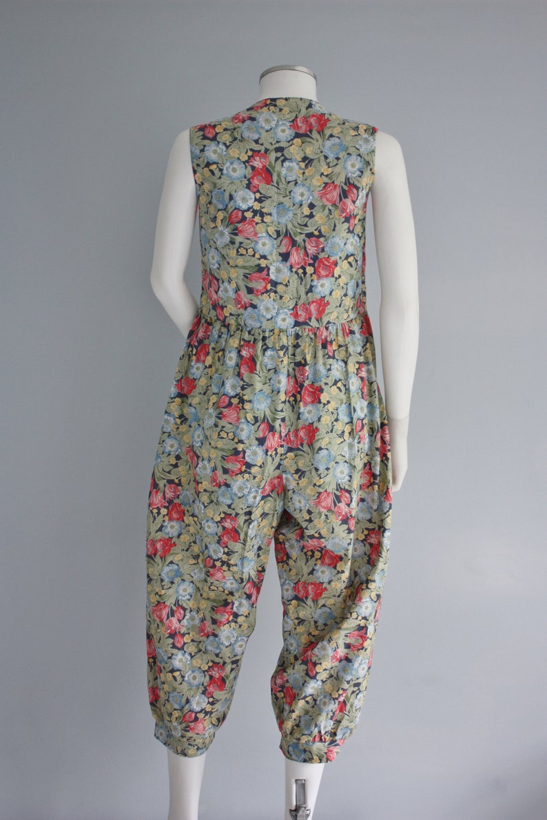 LAURA ASHLEY jumpsuit floral cotton PLAYSUIT blue pink green | Etsy