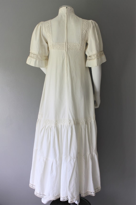 LAURA ASHLEY dress, 1960's cream cotton MAXI dres… - image 8