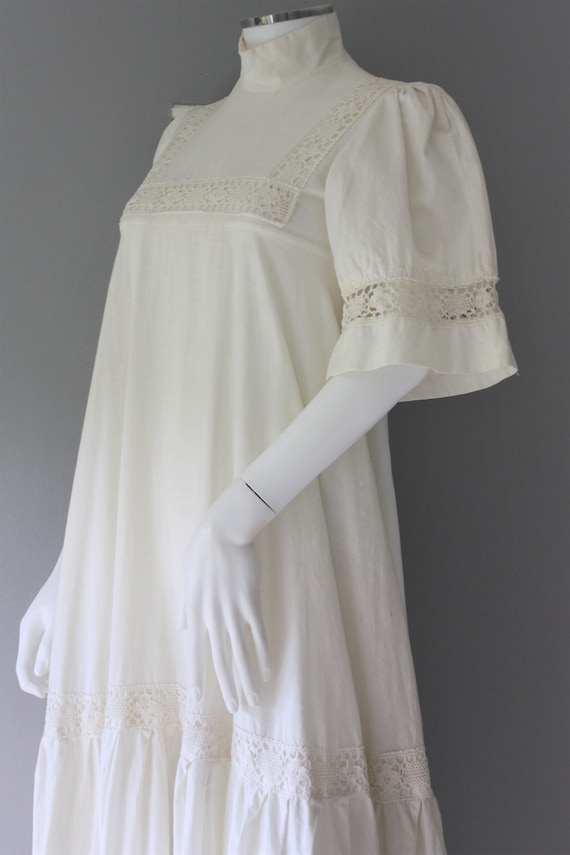 LAURA ASHLEY dress, 1960's cream cotton MAXI dress, v… - Gem