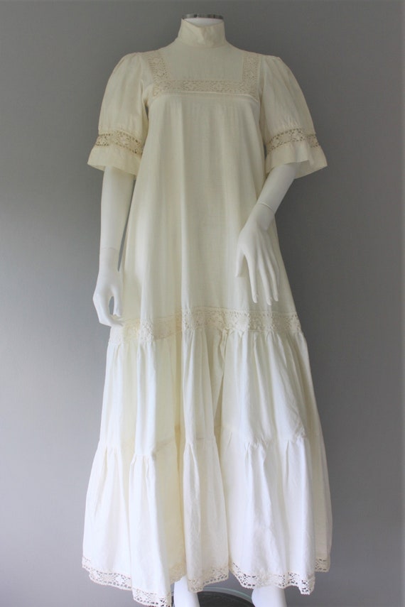 LAURA ASHLEY dress, 1960's cream cotton MAXI dres… - image 2