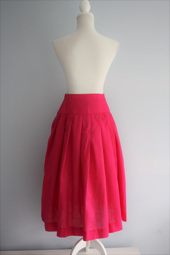 LAURA ASHLEY bright pink SKIRT,  high waisted lin… - image 8