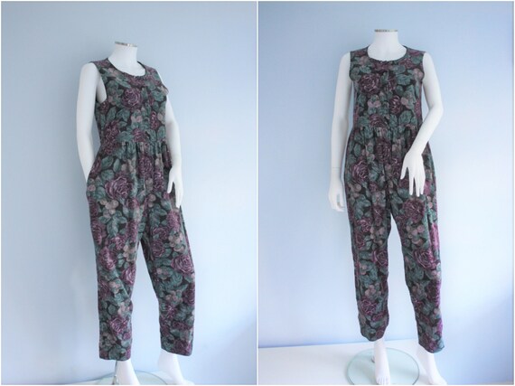 LAURA ASHLEY cord JUMPSUIT , corduroy floral patte