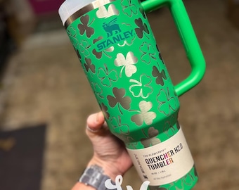 Shamrock Custom Engraved Stanley, St. Patrick's Day, Shamrocks, Lucky, Green, Luck, Lucky Stanley