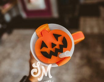 Pumpkin Stanley Topper | Halloween Tumbler Topper | Spooky Season Topper Plate | Stanley 40 oz Topper | Halloween | Jack-O-Lantern | 30oz