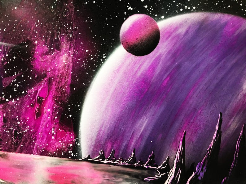 Spray paint art Space painting Giant Nebula art Bright Etsy