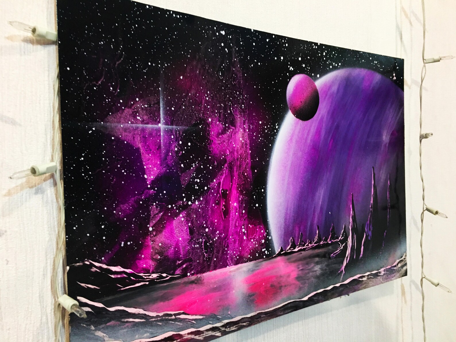 Spray paint art Space painting Giant Nebula art Bright Etsy