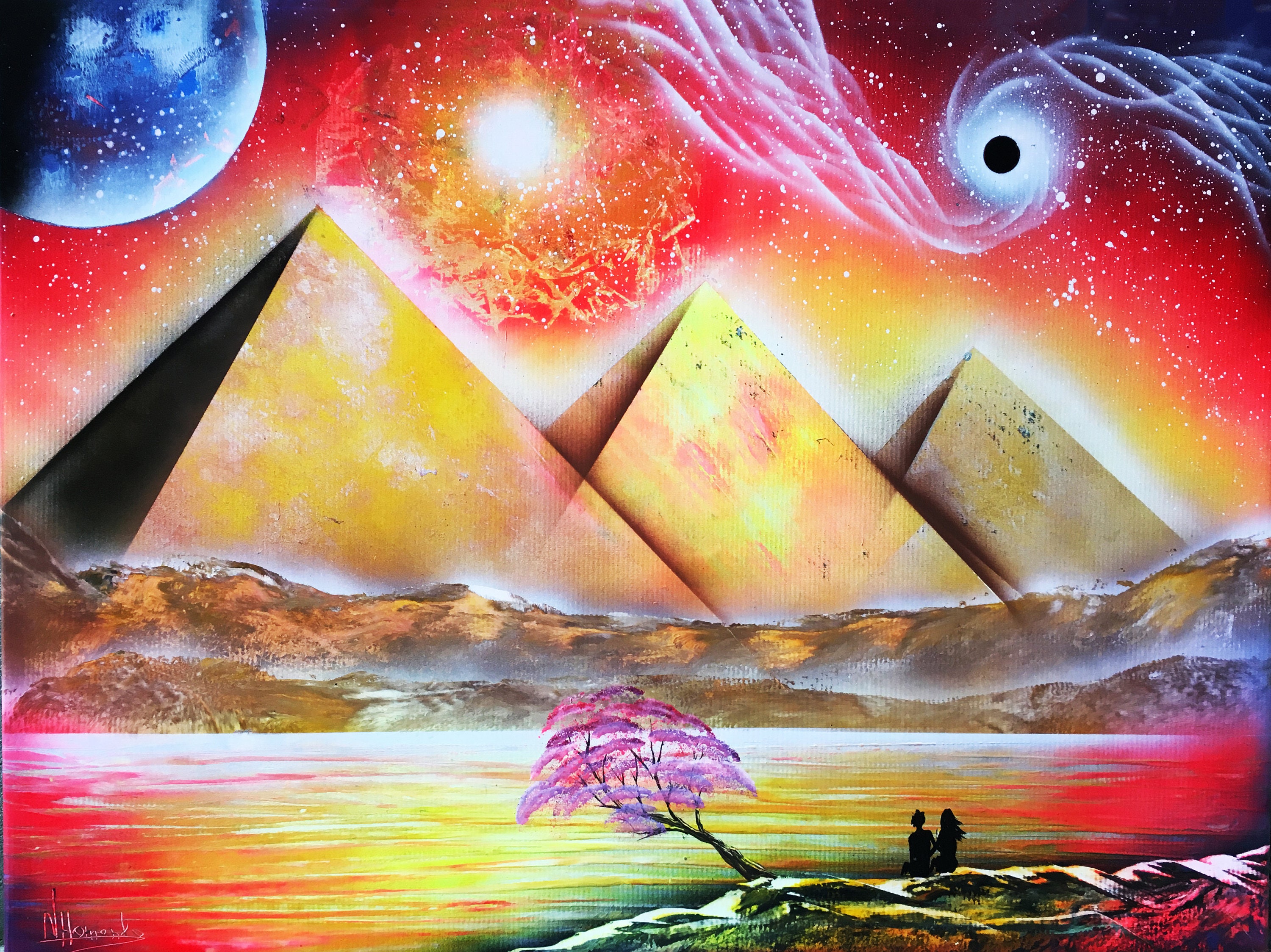 Pyramids painting Spray paint art Egypt pyramids painting Etsy
