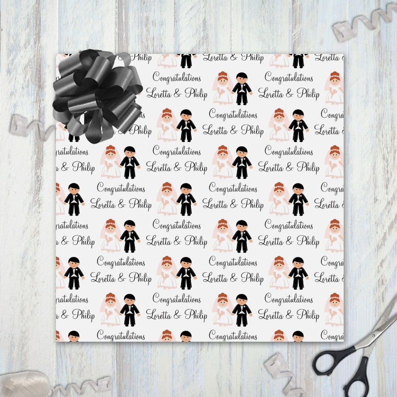 Personalized Wedding Wedding Gift Wrap Gift Wrap Rolls Wedding Wrapping Paper Unique Present Wrapping Paper Bride and Groom