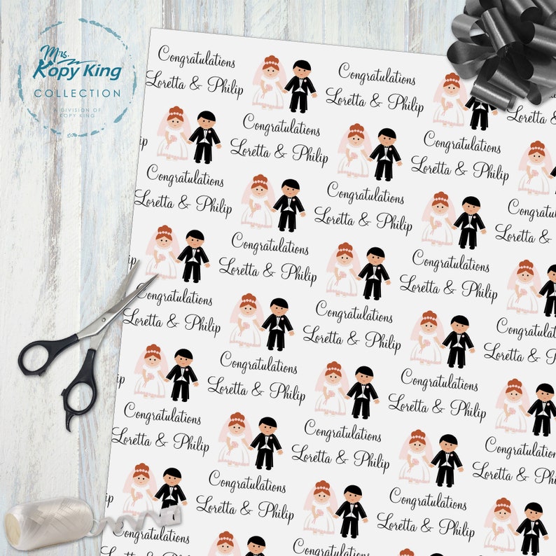 Personalized Wedding Wedding Gift Wrap Gift Wrap Rolls Wedding Wrapping Paper Unique Present Wrapping Paper Bride and Groom