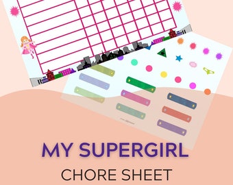 My Supergirl Chore sheet, DIY printable-with stickers