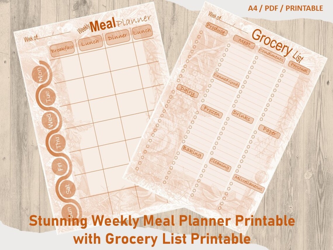 Meal Planner & Grocery Shopping List DIY Printable - Etsy