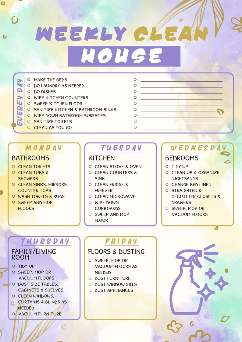 Deep Clean Your Home With Our Printable Cleaning Checklists - Stay ...