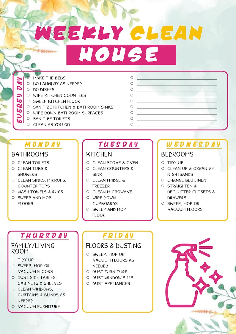 Deep Clean Your Home With Our Printable Cleaning Checklists - Stay ...