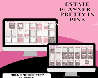 Estate & Final Wishes Planner Kit – Pretty In Pink Printable, Security Info, Document Info, Estate Wishes, Digital File, Instant Download
