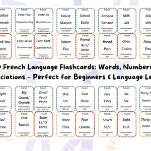 90 French Language Flashcards: Words, Numbers & Pronunciations – Perfect for Beginners and Language Learners