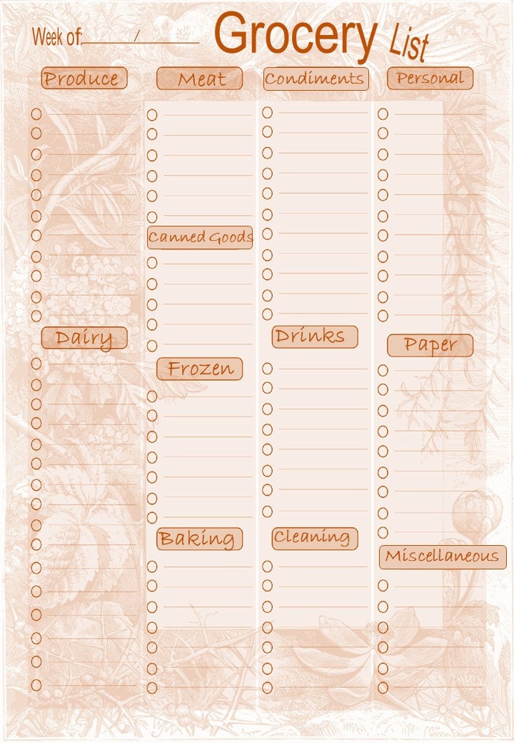 Meal Planner & Grocery Shopping List DIY Printable - Etsy